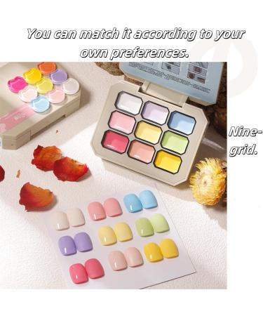 Creamy Colorful Nail Polish Set Solid Cream Gel Polish Set Nine-Square Grid Solid Gel Glue Nail Polish Glue Set Long Wear Nail Polish Kit for Women Girls - Buy Online on GoSupps.com