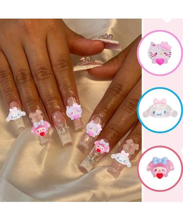 70PCS Cartoon Kuromi Nail Charms - Kawaii 3D Resin My Melody Cinnamoroll Nail Art Decorations - Buy Online on GoSupps.com