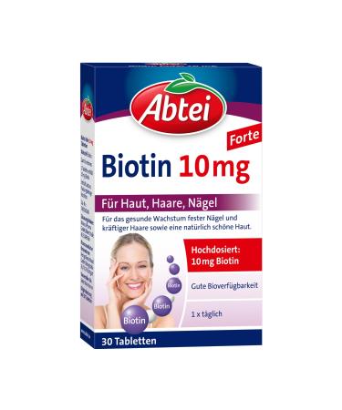 Abtei Biotin 10 mg Forte for skin hair and nails 30 tablets 30 pieces (1 pack) - Buy Online on GoSupps.com