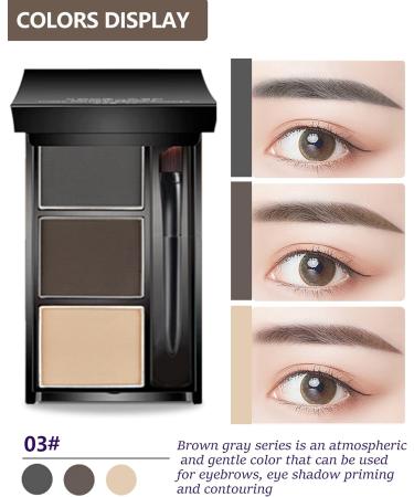 Eyebrow Powder Makeup Kit-3 Colors Eye Brow Tinted Powder Palette Long-Lasting Waterproof Grey Brown Series Brow Filler Fill & Sculpt Full Eyebrows for Women With Mirror Brow Brush-Set 03 - Buy Online on GoSupps.com