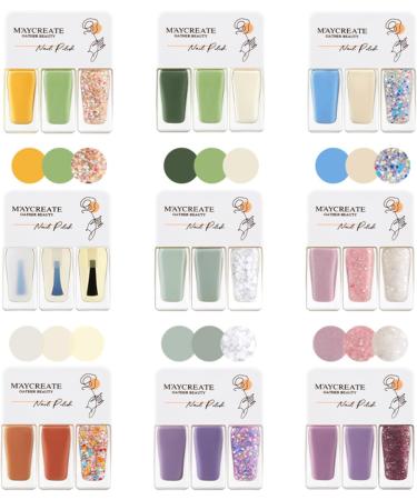 Nail Polish Nail Varnish Pink White Glitter 3 -in-1 Nail Polish Quick Dry Breathable French Manicure Nude Natural Elegant Non-toxic No UV Needed Nail Polishes for Woman Home DIY Nail Art Gift - Buy Online on GoSupps.com
