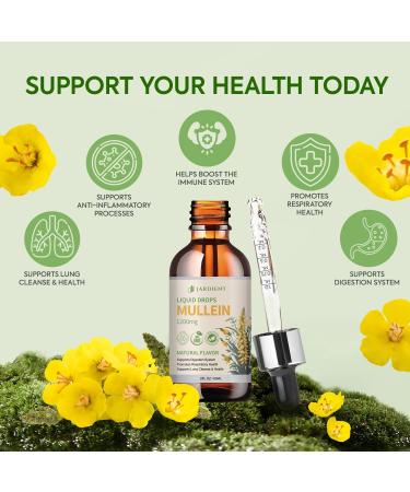 Organic Mullein Drops for Lungs Natural Lungs Detox & Immune Support | Mullein Leaf Extract 2fl.oz - Buy Online on GoSupps.com