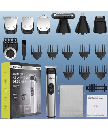 Brightup Beard Trimmer for Men - 22 Piece Grooming Kit with Hair Clippers & Electric Razor - Waterproof Shavers for Face, Nose, Ear & Body - Ideal Men's Gifts - Buy Online on GoSupps.com