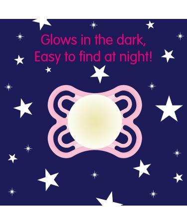 MAM Perfect Night Pacifiers (2 Pacifiers & Sterilizing Box) MAM Soother with a Silicone Nipple Glow in the Dark Pacifiers Baby Essentials Girl 0-6 Months - Buy Online on GoSupps.com