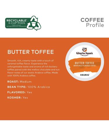 Gloria Jean's Butter Toffee K-Cup Pods 96 Count - Flavored Medium Roast Coffee - Buy Online on GoSupps.com