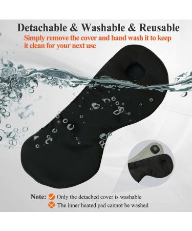 Heated Eye Mask - Vowleike Silk Cordless & Washable Eye Compress for Dry Eyes | Electric Temperature Control Heating Pad for Stye Relief & Eye Fatigue (Black - Buy Online on GoSupps.com