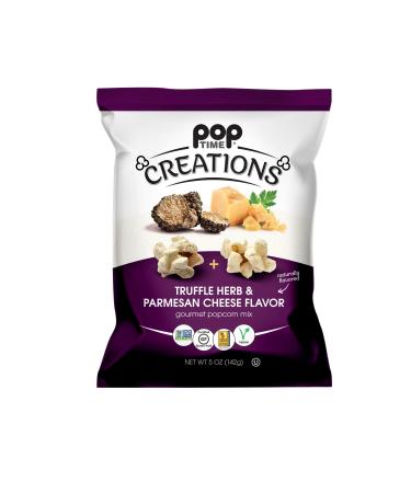 Poptime Creations Popcorn - Truffle Herb & Parmesan, 5oz Bags (6 Pack), 2 Flavors in 1 Bag, Vegan, Kosher, Non-GMO, Gluten Free
