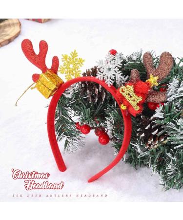 Unicra Christmas Headband Elk Deer Antlers Headband Gift Animal Horns Headwear Snowflake Hair Piece Halloween Hair Accessories - Buy Online on GoSupps.com