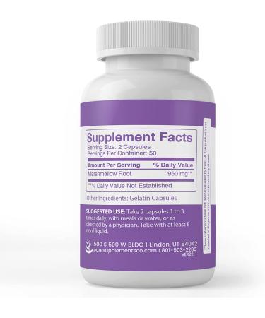 Marshmallow Root Capsules - 100 Count | Pure Ingredients, Lab Verified, No Additives - 1 Pack - Buy Online on GoSupps.com