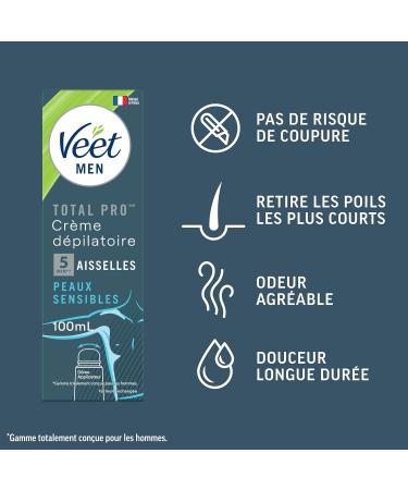 VEET MEN - Hair Removal Creams with Dome Applicator - Sensitive Skin - 3 x 100 ml - Buy Online on GoSupps.com
