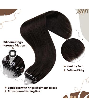 Hetto Microring Extensions - Darkest Brown Real Hair 50g Remy Micro Ring Extensions 55cm Length #2 - Buy Online on GoSupps.com