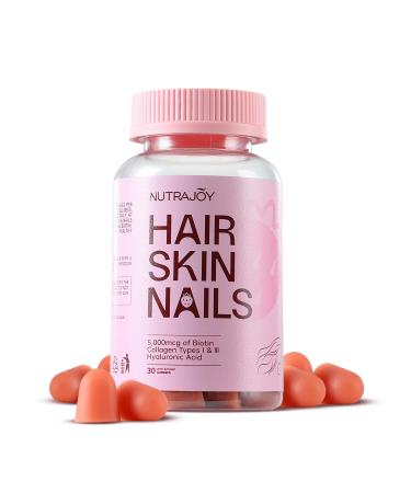 Hair Skin and Nails Gummies 5000 mcg Biotin Gummies Advanced Pectin Formula for Hair Growth Support and Radiant Appearance biotin for Hair Growth Women Strawberry Flavor 30 Gummies 30 Count (Pack of 1)