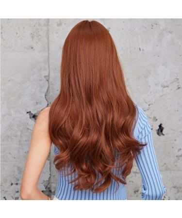 Haircube Auburn Wig | Long Wavy Synthetic Women's Wig | Heat-Resistant Everyday Use | Neat Chestnut Brown Style - Buy Online on GoSupps.com