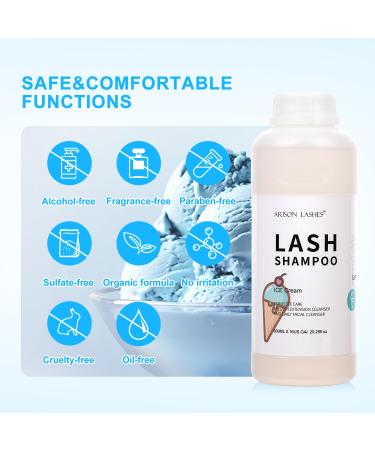 ICE CREAM Eyelash Extension Shampoo 600ml - Paraben & Sulfate Free Foaming Cleaner for Extensions & Natural Lashes - Safe for Professional & Self-Use - Buy Online on GoSupps.com