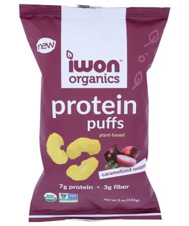 Iwon Organics, Puffs Protein Caramelized Onion Plant Based Organic, 5 Ounce