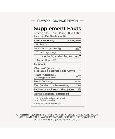 MA LYS Super Charged Liquid Collagen for Women - Collagen Peptides Supplement with Biotin for Hair, Skin and Nails - Orange Peach Orange-Peach 16.9 Fl Oz (Pack of 1) - Buy Online on GoSupps.com