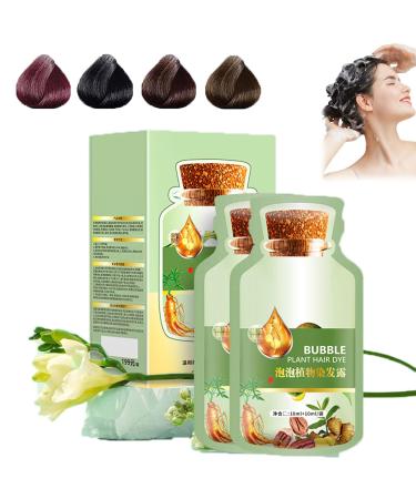 Huang YI Natural Plant Hair Dye Natural Plant Hair Dye New Botanical Bubble Hair Dye 10Packs/Box Instant Natural Hair Dye Shampoo for Women and Man (Coffee)