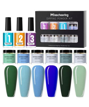 Dipping Powder Nagel Set Roseflower nail powder starter set with 6 nude colors green blue diving powder base top coat-DIY Salon Manikure/French nail powder set lasts 3 weeks # - Buy Online on GoSupps.com