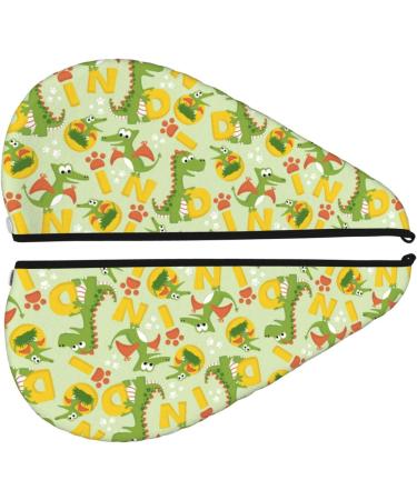 Buy Cartoon Dinosaurs Hair Towel Wrap - Quick-Drying Hair Turban with Button | Soft & Absorbent Head Towel for Effortless Drying - Buy Online on GoSupps.com