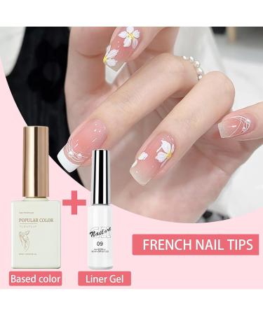 Gel Nail Polish Set for French Manicure French White Nude Jelly Gel Polish Set White Gel Liner Nail Polish Painted French Tips Soak off UV/LED Jelly Gel Nail Polish for Women DIY French Manicure - Buy Online on GoSupps.com