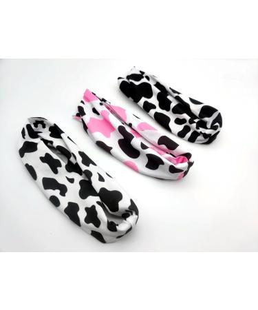 3 Pack Cow Print Spa Headbands for Women - Skincare, Face Wash, Yoga Hair Bands - Animal Print - Buy Online on GoSupps.com