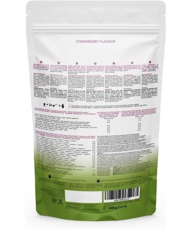 Nutri+ Protein Shake Strawberry 1kg - 6K Protein Sugar-Free Low-Calorie Blend with Soy Peas Almonds Sunflower Rice & Wheat - International Shipping Available - Buy Online on GoSupps.com