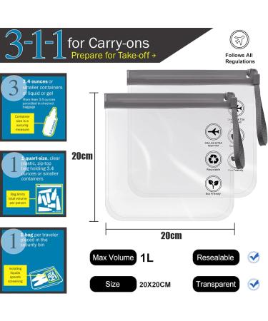 Clear Travel Toiletry Bag - Airport Security Liquids Bags Airport Liquid Bag 20 x 20cm TSA Approved Travel Accessories Makeup Bags Holiday Essentials Luggage for Men Women 4pcs Black/Grey - Buy Online on GoSupps.com