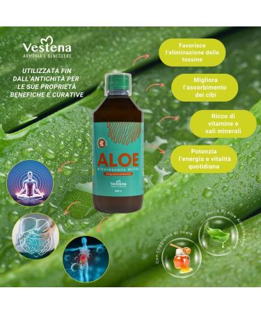 VESTENA Aloe Arborescens P re Zago - Fresh Aloe Arborescens Miller Juice Formula of Father Romano Zago Powerful Aloe Gel Juice to Drink Father Zago's Recipe Bottle of 500 ml - Made in Italy - Buy Online on GoSupps.com