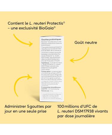 BioGaia Gouttes Probiotiques pour B b s & Nourrissons | quilibre de la Flore Intestinale | Compl ment Alimentaire Base de Probiotiques | Contient le L. reuteri Protectis | Flacon de 5 mL Lot de 2 - Buy Online on GoSupps.com