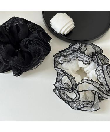 amangul Multi Layer Lace Hair Scrunchies Thick Updo Oversized Hair Scrunchy Elegant Hair Rope Scrunchy Women Ponytail Holder(Beige) - Buy Online on GoSupps.com