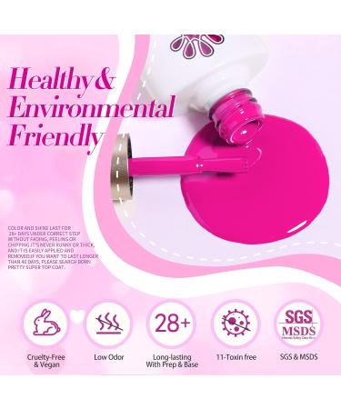 BORN PRETTY Pink Gel Nail Polish Set - 6 Neon Shades for Holiday Party | Cherry Blossom, Strawberry, Lovely Pink Colors | Gift Set for Natural Nails - Buy Online on GoSupps.com