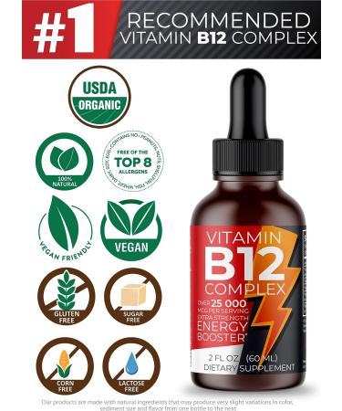 Vegan Liquid Sublingual Vitamin B Complex Drops - Hair Skin & Nails Support - Fast Absorption for Natural Energy Boost - Immune System & Mental Focus - 2 Fl Oz - Buy Online on GoSupps.com