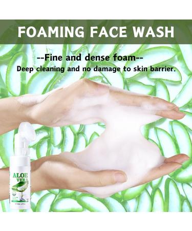 Trendyfave Aloe Vera Gel Foaming Cleanser Face Wash Natural Acne Face Wash Built-In Silicone Cleaning Brush For Acne Prone & Oily Skin Exfoliating Face Wash - Soothe Purify Facial Skin Care - Buy Online on GoSupps.com