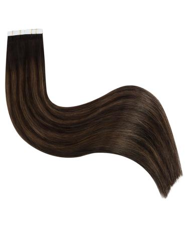 Ugeat Real Hair Tape Extensions - Dark & Medium Brown 60cm 20 Pieces (50g) - #2/6/2 - Buy Online on GoSupps.com