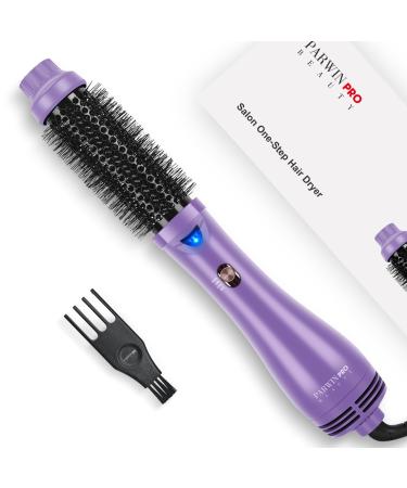 One-Step Hair Dryer Brush PARWIN PRO BEAUTY Blow Dry Hair Brush 4 in 1 Hot Brushes for Hair Styling Drying Volumizing Straighten Negative Ion Care Hot Air Brush 1000W Purple 1. Purple - Rund