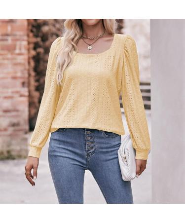 Hoodie Women's Knitted Jumper Women's Fashion Autumn and Winter Long Sleeve Square Collar Casual Loose T Shirt Top Turtleneck Pullover Women's Pullover Autumn Yellow M - Buy Online on GoSupps.com