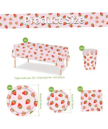 Strawberry Baby Shower Decorations 56Pcs/Set Disposable Dinnerware Set Serves 10 Guests Tablecloth Strawberry Paper Plates Cups & Napkins Strawberry Party Supplies Inodoor Outdoor - Buy Online on GoSupps.com