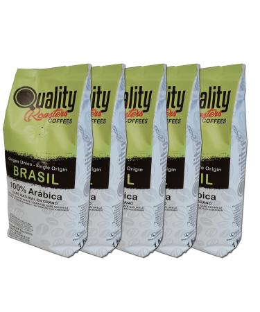 Quality Roasters Coffees. Natural Coffee Beans. 100% Arabica. Single Origin Brazil. Hand Roasted. Medium Roast (5Kg, Chocolate)