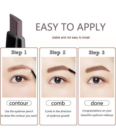 Dual-Sided Eyebrow Pencil - Fine Tip, Rapid Brow, Sweatproof, with Brow Combs - 03# Brown (2 Pcs) - Buy Online on GoSupps.com