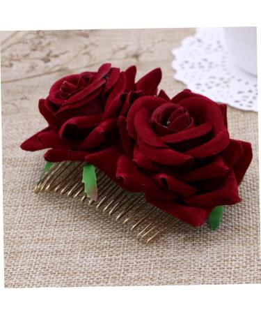 FRCOLOR Red Rose Garland Floral Hair Accessories Bridal Hair Pieces Floral Hair Comb Rose Hair Accessories Rose Flower Comb Fork Comb Wreath Wedding Headgear Flower Hair Accessories medium As Shown - Buy Online on GoSupps.com