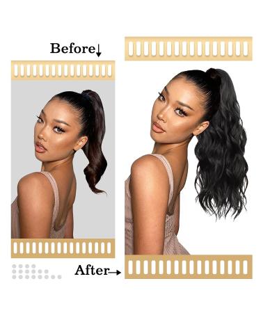 Isaic Black Ponytail Extension - 20 Inch Wavy Synthetic Hairpiece for Women - Buy Online on GoSupps.com