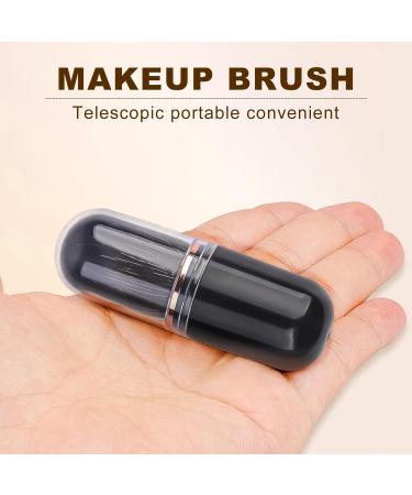 Retractable Kabuki Brush - Cute Capsule Travel Makeup Brush for Liquid Foundation & Powder - Perfect for Contour & Blush - Black - Buy Online on GoSupps.com