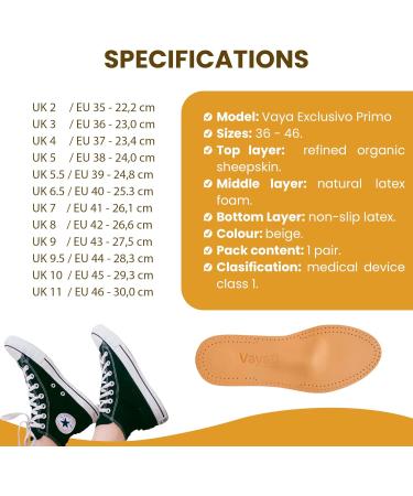 Vaya Exclusivo Primo Orthopedic Insoles for Flat Feet & Hallux Valgus Activated Carbon Size 44 - Buy Online on GoSupps.com