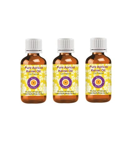 DEve Herbes pure apricot core oil (Prunus Armeniaca) natural therapeutic quality cold pressed (pack of three) 100ml x 3 (10 oz)