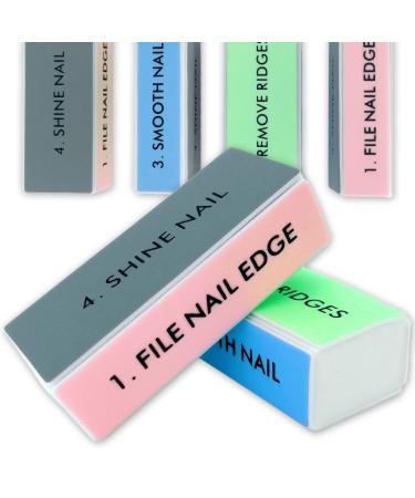 ExceLife 6 Pcs Nail Buffer Block 4 Way Mini Nail File Sanding Sponge Shine Grinding Polishing Manicure Tool for Salon Nail Art DIY