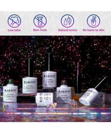 RARJSM Chameleon Gel Nail Polish Set - 6pcs Multichrome Color Changing Shimmer Glitter - Dark Blue Purple Orange Green - 7.5ml Soak Off Chrome Varnish for Stunning Nail Art - Buy Online on GoSupps.com