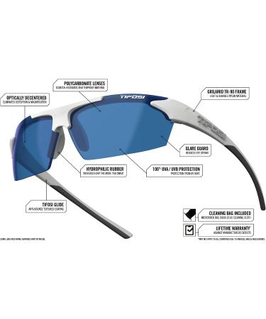 Tifosi Jet Sport Sunglasses - Metallic Silver Frame/Smoke & Blue Lens | Ideal for Cycling, Hiking, Running - Buy Online on GoSupps.com