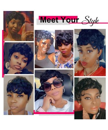 VCK Short Pixie Cut Wigs for Black Women - Natural Wavy Synthetic Heat Resistant 1B - Buy Online on GoSupps.com