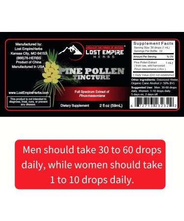 Lost Empire Herbs Pine Pollen Tincture Pine Pollen Liquid Extract for Testosterone - Alcohol Tincture is Superior for Better Absorption 3rd Party Lab Tested (2 Ounce) - Buy Online on GoSupps.com