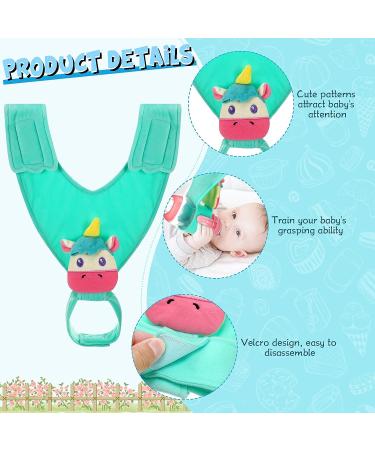 Adjustable Baby Bottle Holder - 2 Pcs Car Seat Feeding Sling with Loop and Hook Tape (Grey/Green Cute Style) - Buy Online on GoSupps.com